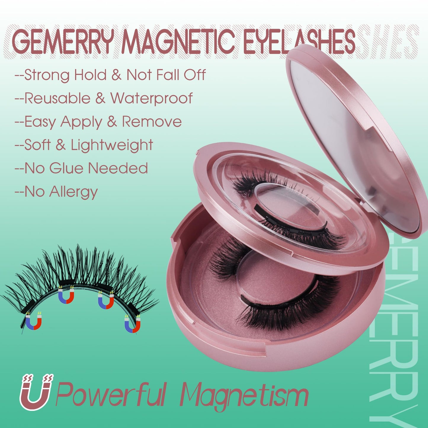 GEMERRY Magnetic Eyelashes with Applicator Natural Look Soft Magnetic Lashes No Glue No Eyeliner Needed Lash Applicator Tool Kit