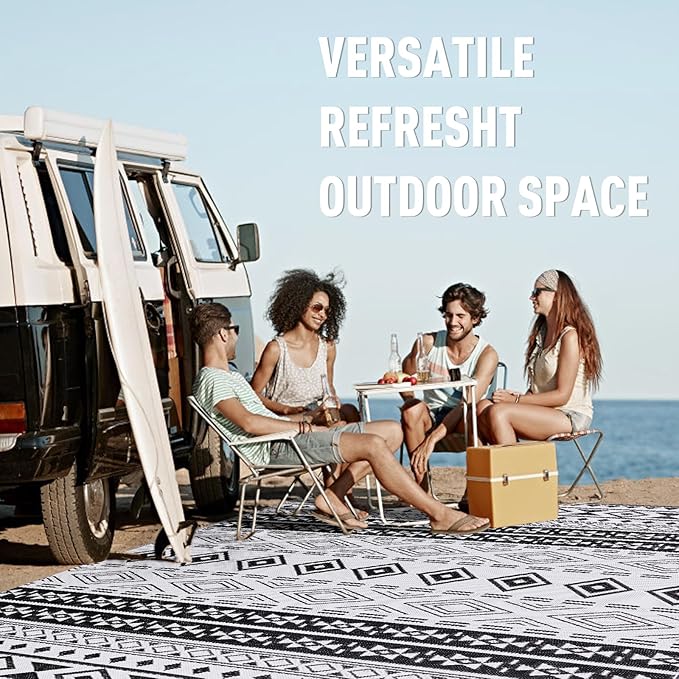 WILDROOTS 4'x6' Outdoor Plastic Rug for Patio Clearance, Waterproof Mat, Reversible Plastic Camping Rugs, RV, Porch, Deck, Camper, Balcony, Backyard