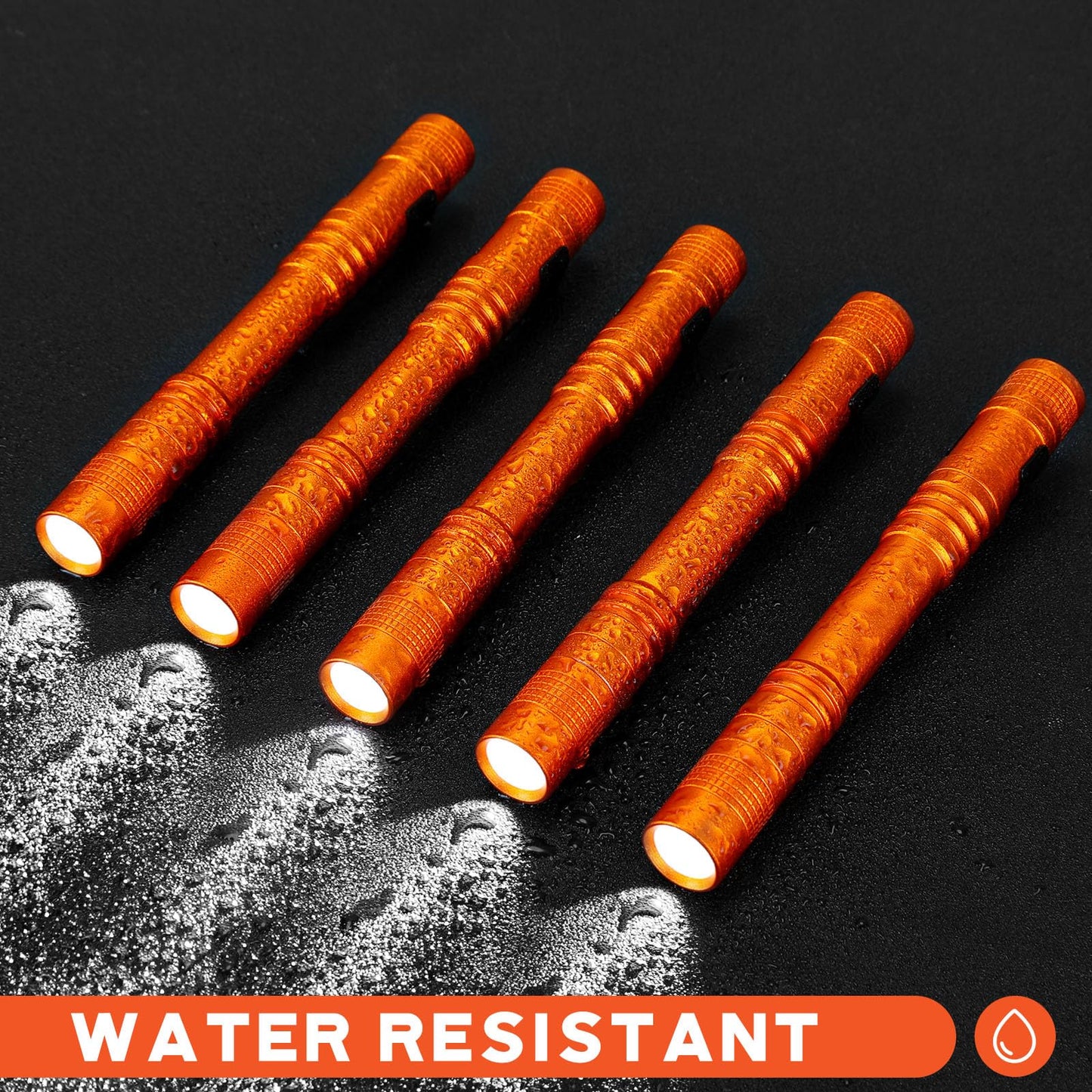 Hortsun Mini Pen Light Flashlights, 5.12 Inch, Orange, 20 Pcs, LED Handheld Slim Torches, Pocket Size Gifts for Fathers Day