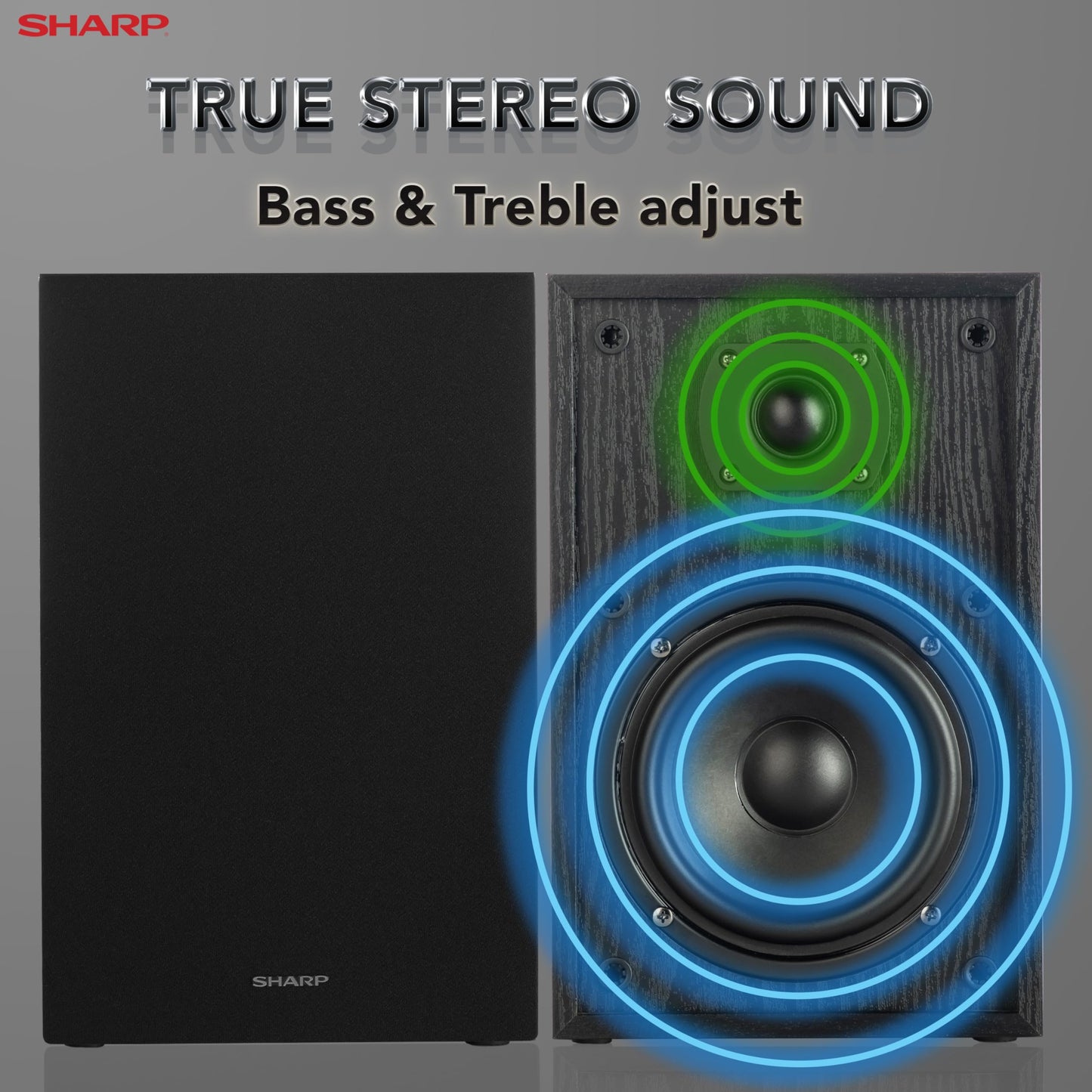 SHARP XL-B530 Micro Component System - 200W Bluetooth Audio, USB Port, AM/FM Tuner, Black Oak