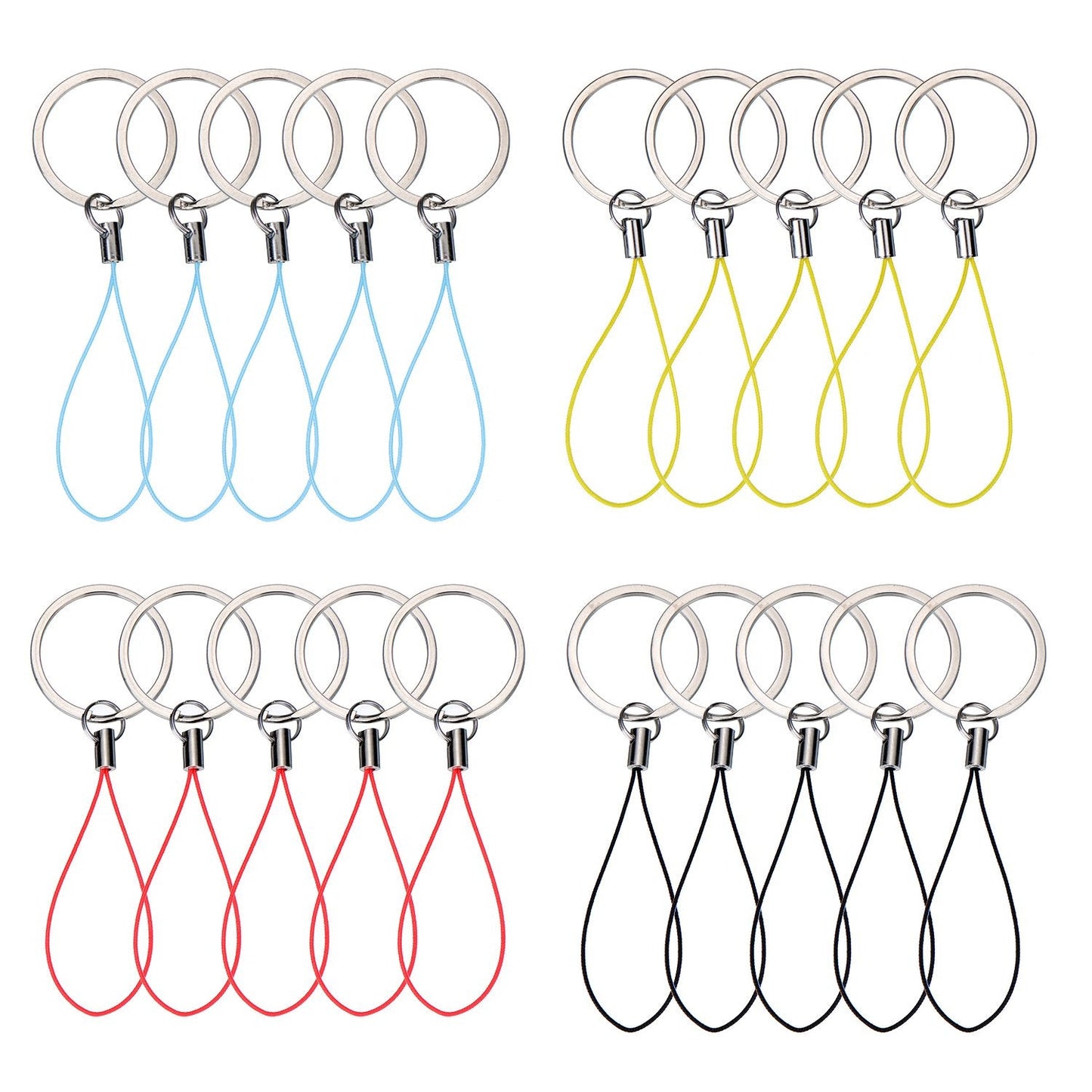 Bememo 20 Pieces Nylon Keychain Lanyard For Usb Flash Drive Key Fob Lanyard With Color Strap String Bulk Short Key Ring Loop For