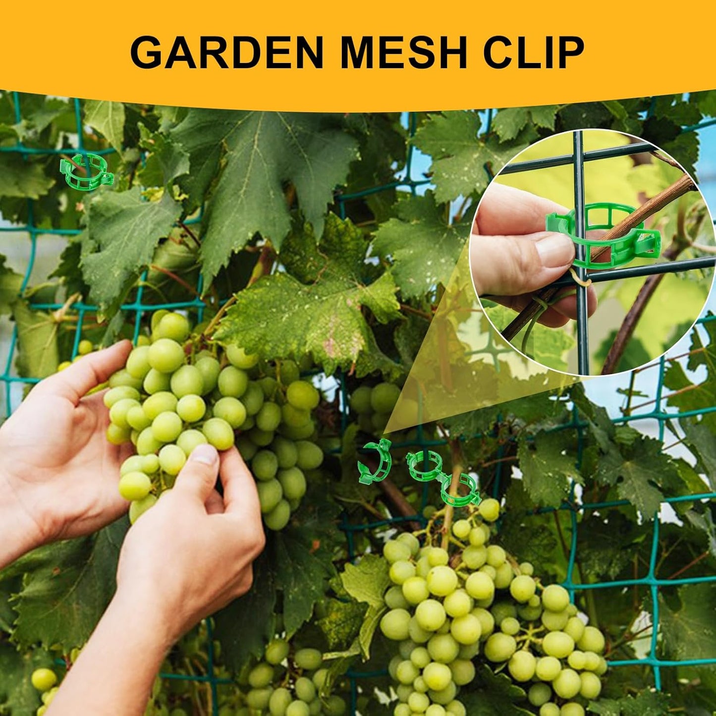 200Pcs Secured Plant Support Clips - Tomato Clips for String Trellis, Grape Vine Grid Clamp for Garden Netting Climbing Plants, Fixing Stem and Vine (Green)