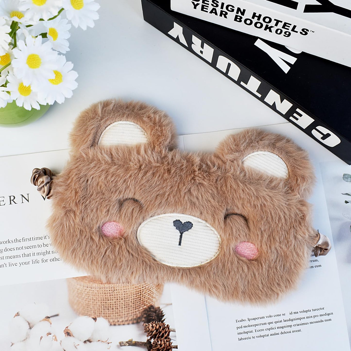 JRINYE Cute Capybara Plush Sleep Mask Eye Mask Sleeping Masks Funny Lovely Animal Soft Fluffy Eyes Cover Blindfold Eye Shade for Kids Girls and Adult Travel - Brown