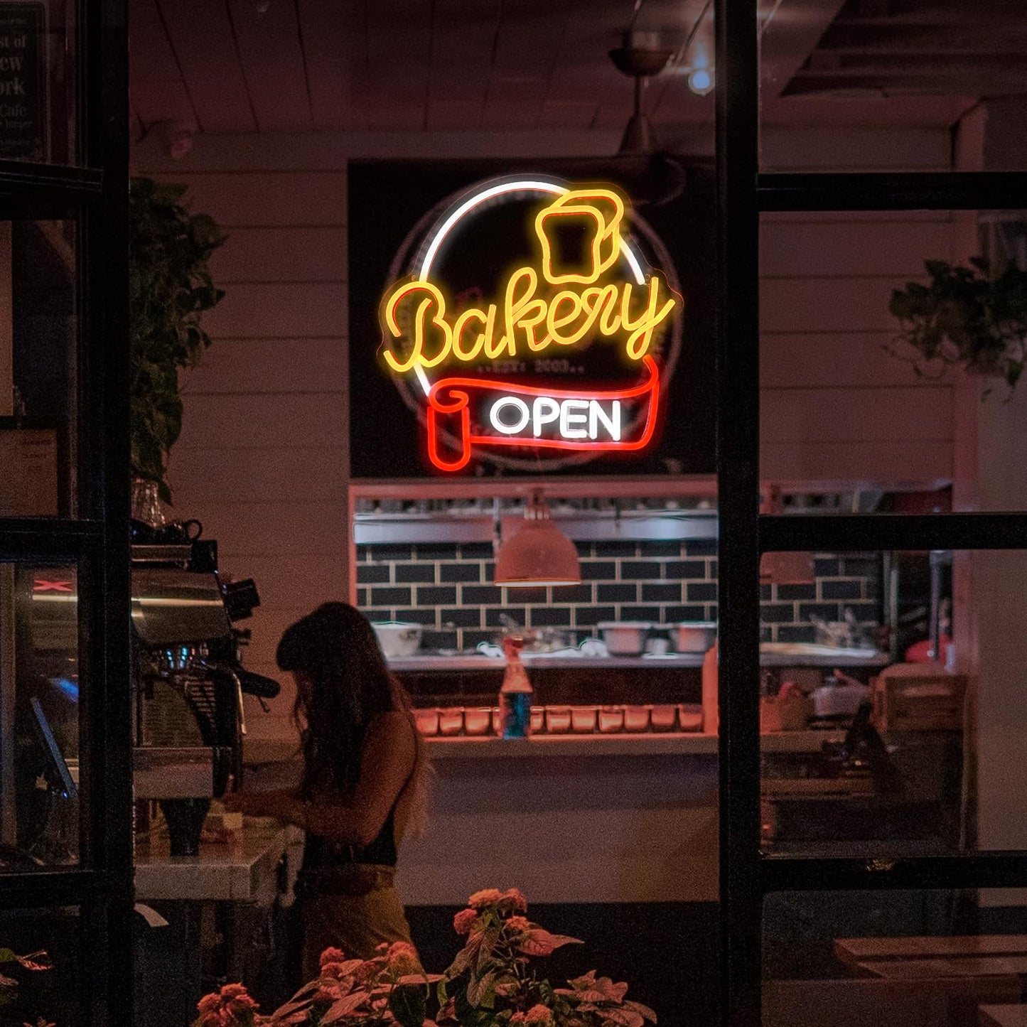 Liuozhtea Dimmable Bakery Open Neon Sign Usb Open Light Up Sign For Wall Decor Brighter Led Bakery Open Neon Light For Bakery Cake Shop Dessert House Business Decor(12.8 * 12.8 In)