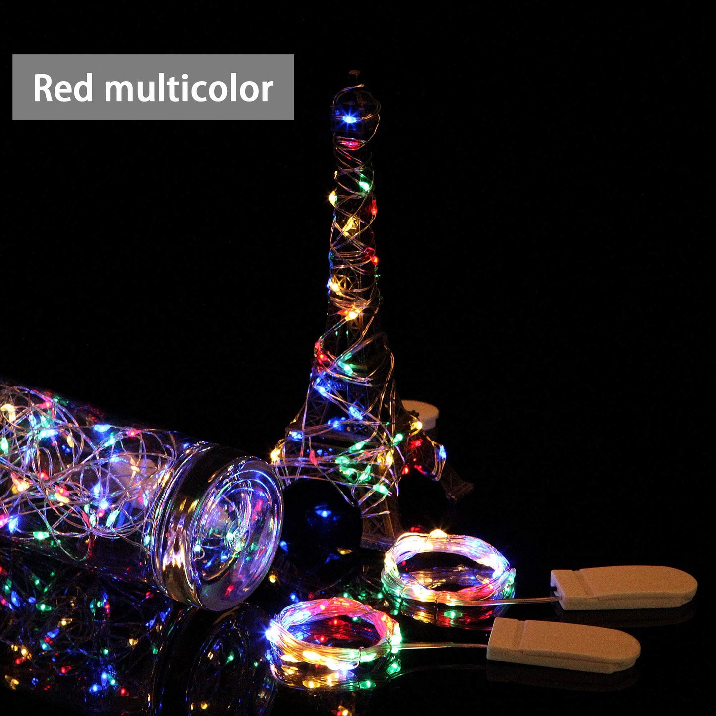 VOOKRY Mini Fairy Lights, 12 Pack, 30 LEDs, 10 ft, Battery Operated, Multicolor Copper Wire, Model PTUX-CR2032