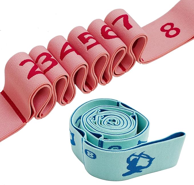 2 PCS Kids Stretching Strap & Band for Dance, Ballet – 8-Loop Adjustable Elastic Equipment for Yoga, Gymnastics Workout, H...
