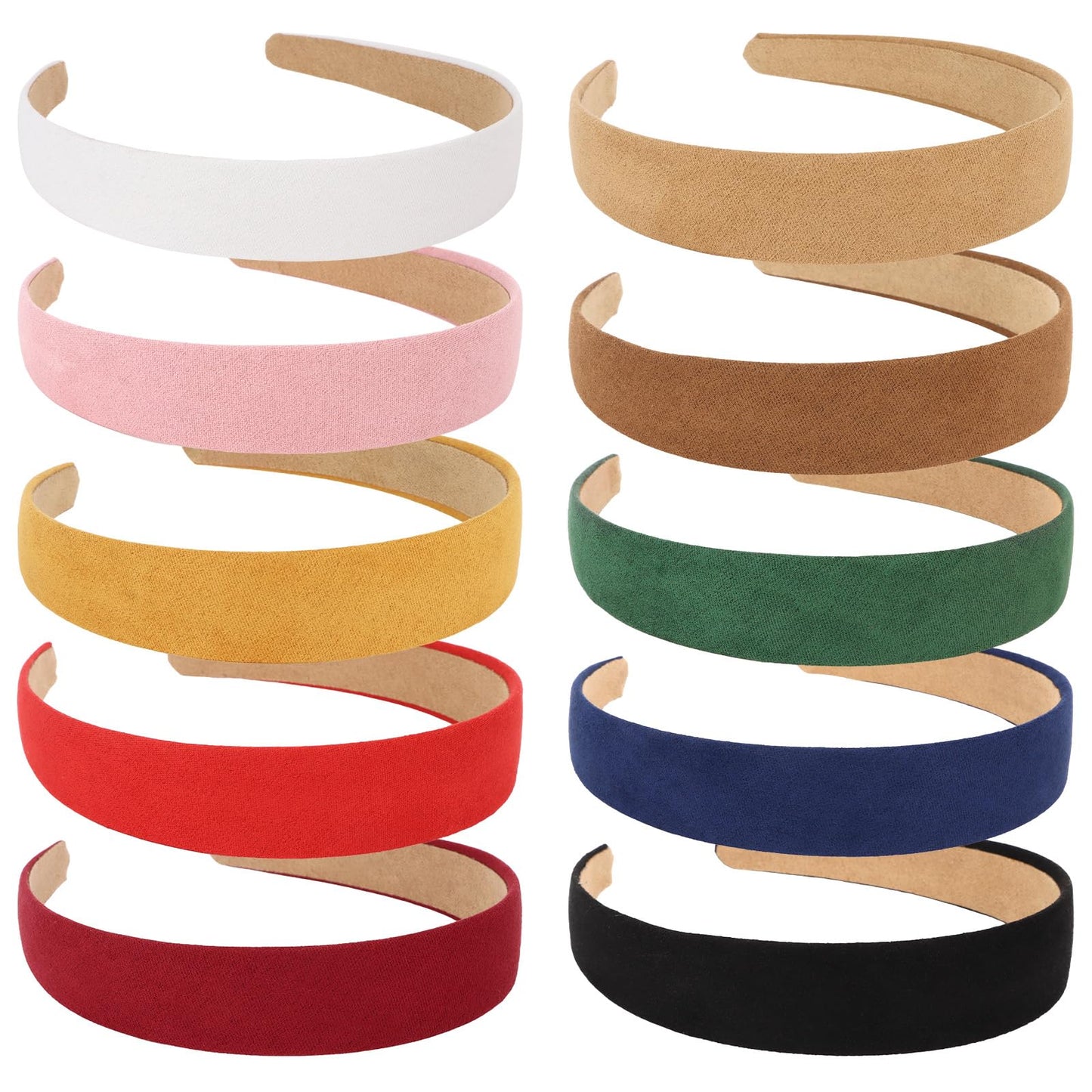 Wecoe 10pcs Headbands for Women Suede Like 1 Inch Wide Headbands Red White Black Pink Purple Blue Green Headband Non Slip Fashio