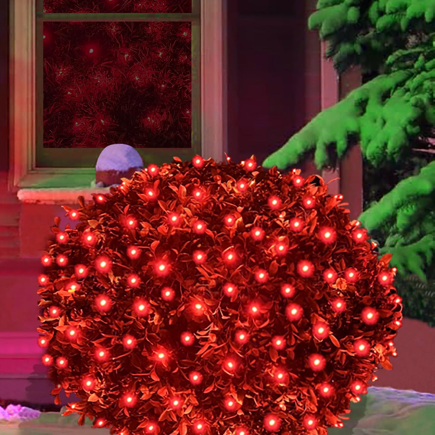 Hishiny Led Red Christmas Net Lights Outdoor 6Ftx6Ft 144Led Green Wire  Connectable Indoor Outdoor Bush Mesh Net Lights String For Halloween Christmas Party Shrub Yard Tree(Red)