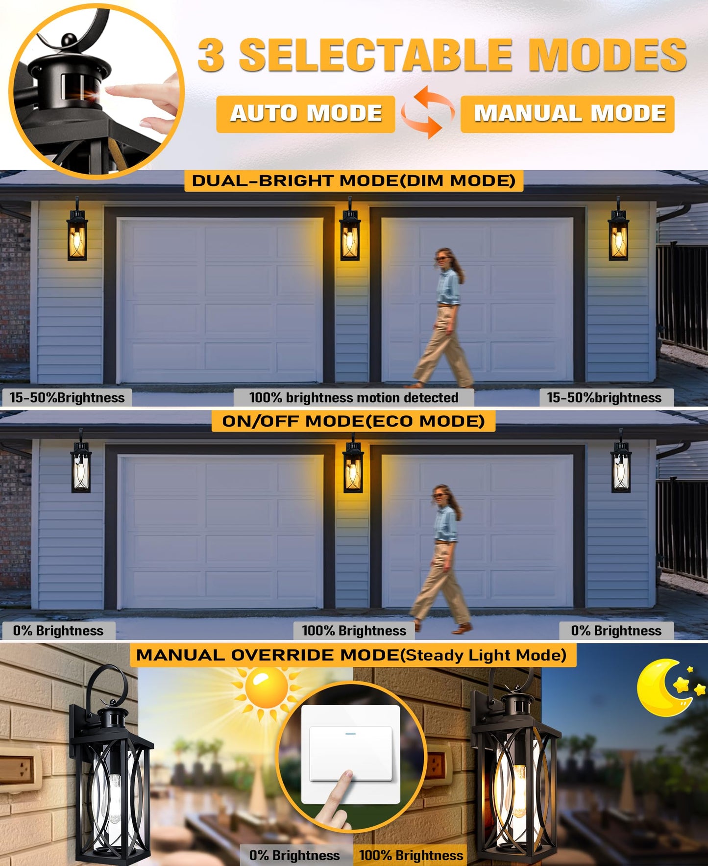 Dbf Motion Sensor Outdoor Wall Lights  2 Pack Outdoor Porch Lights Dusk To Dawn  Anti-Rust Exterior Light Fixture Waterproof With Glass & E26 Socket Wall Sconce For House Garage Patio Doorway  Black