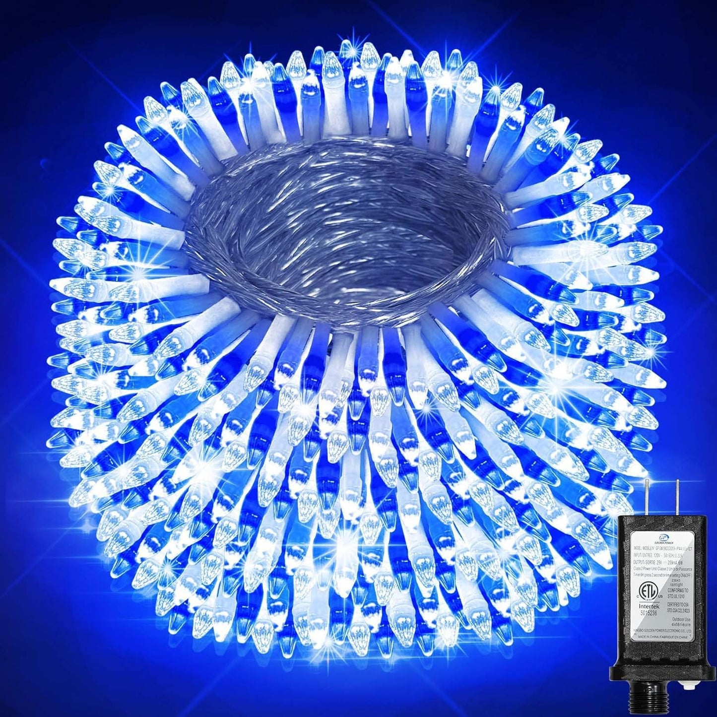 1500 Led 470Ft Christmas String Lights Outdoor  12 Pro Modes And Timer Memory & Brightness  Plug In Waterproof Clear Wire Twinkle Light For For Xmas Yard Tree Wedding Party Decor (Blue & White)