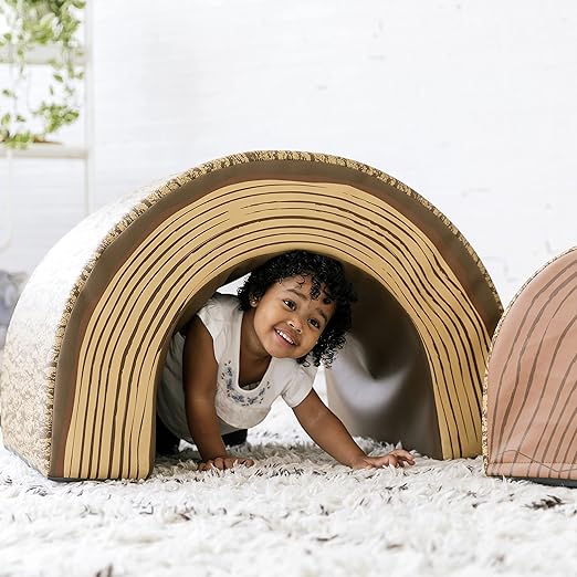 ECR4Kids SoftZone Tree Tunnel and Climber, Toddler Playset, Chocolate, 2-Piece