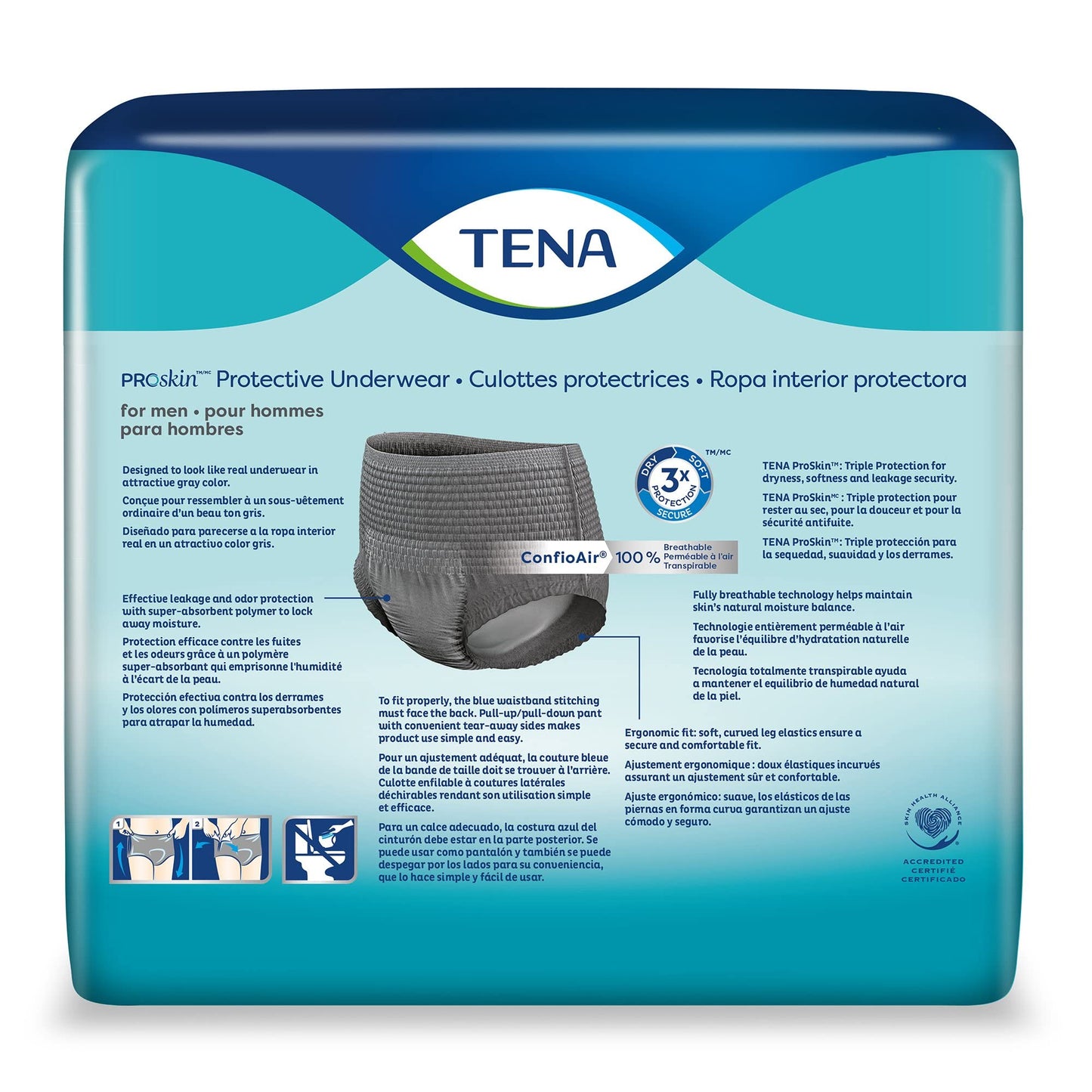 Tena ProSkin Medium Gray Adult Male Moderate Absorbency Protective Disposable Underwear, 20 Count