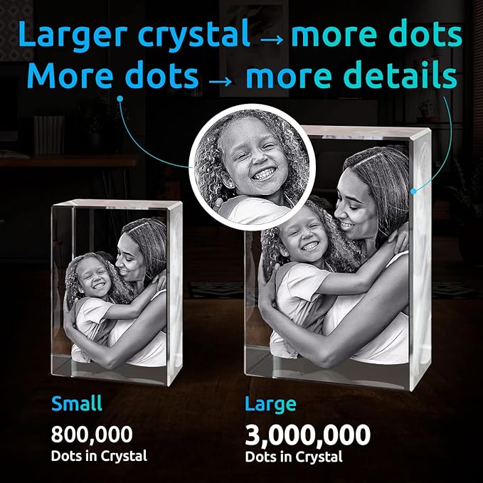 ArtPix 3D Crystal Photo, Christmas Personalized Gifts for Women, Wife, Her, Him, Men, Husband, Grandma, Great Xmas Customized Gift With Your Own Photo, Custom Glass 3D Laser Etched Picture Wedding