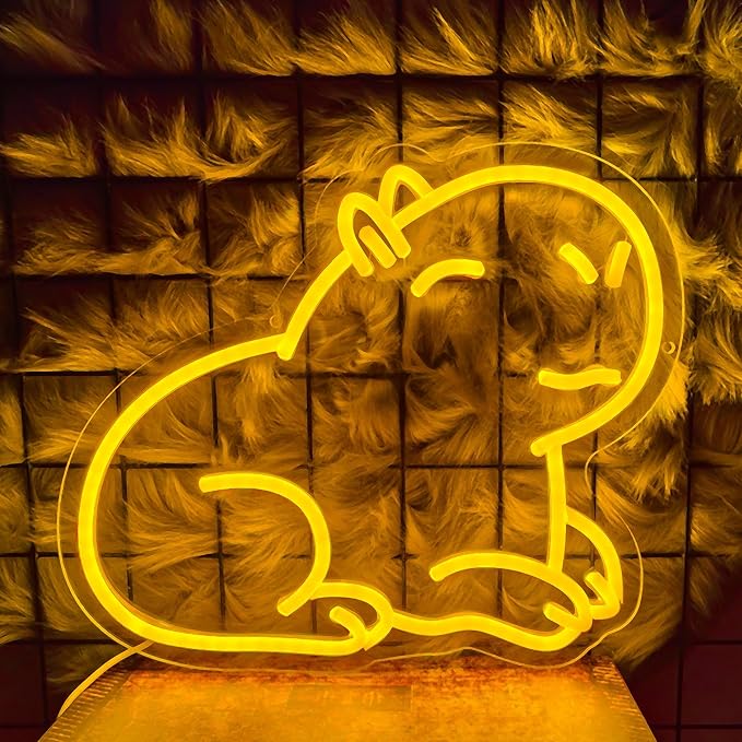 Capybara Neon Sign Capybara LED Light Wall Decor - Kids Room Gift, Cartoon/Party/Capybara Theme