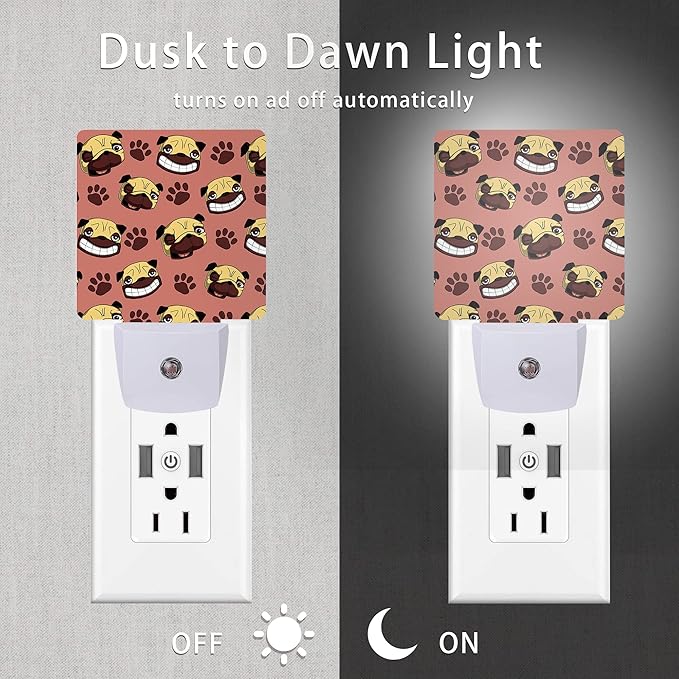 Dog Night Light,Cute Dog Paws Night Lights Plug into Wall with Dusk to Dawn Light Sensors 0.5W Dim Night-Lights for Bedroom