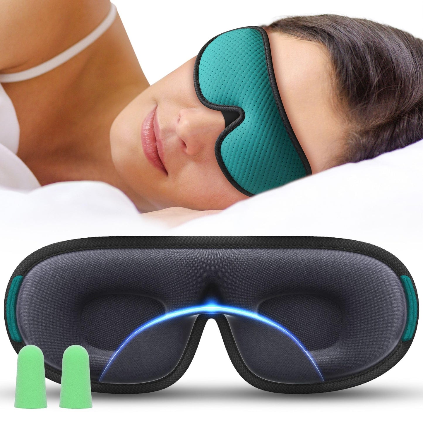Medi Grade Cotton Sleep Mask with 3D Eye Memory Foam - Travel Sleeping Mask for Women and Men with 2 Ear Plugs and Storage Bag - Blackout Light Blocking