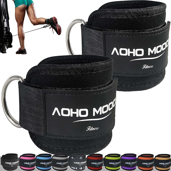AOHO MOOON Comfortable Adjustable Ankle Straps for Cable Machines Women, Gym Workout Leg Strap, Glute Cuff, Ankle Cuffs fo...