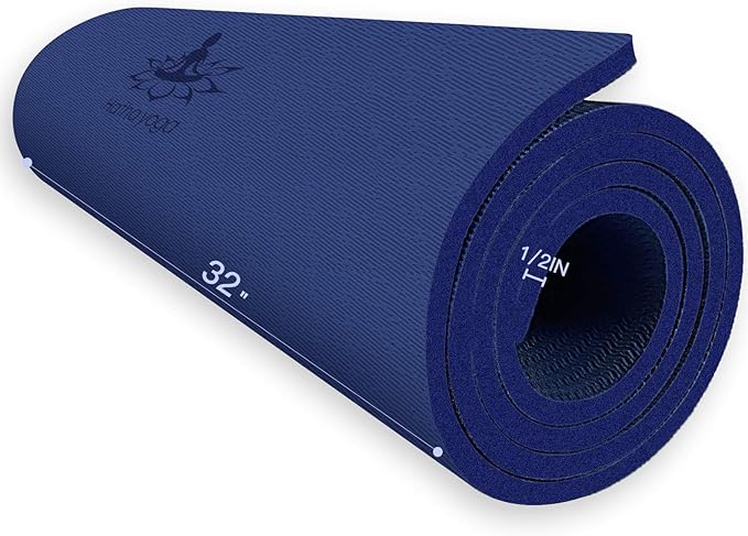 Hatha Yoga Extra Thick TPE Yoga Mat - 72"x 32" Thickness 1/2 Inch -Eco Friendly SGS Certified - With High Density Anti-Tea...
