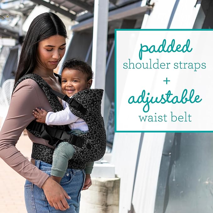 Infantino Flip Advanced 4-in-1 Baby Carrier - Ergonomic, Convertible, Face-in and Face-Out Front and Back Baby Carrier for Newborn to Toddler 8-32 lbs, Black & Gray Leopard