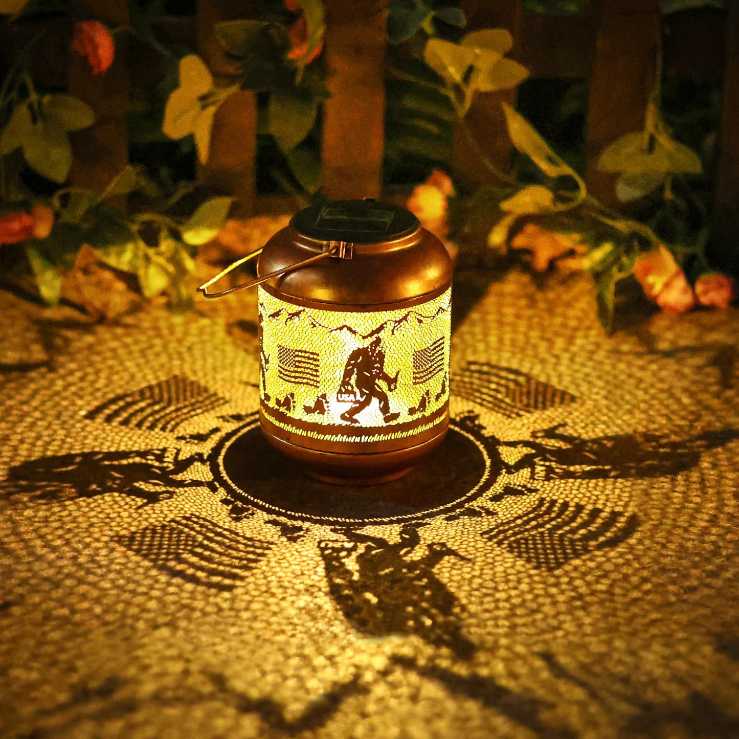 Bigfoot Solar Lanterns Outdoor Waterproof Hanging Solar Lights Big Foot Sasquatch Birthday Gifts For Women Men Metal Decoratives Led Lantern For Patio  Backyard  Porch  Yard  Lawn  Garden Decor