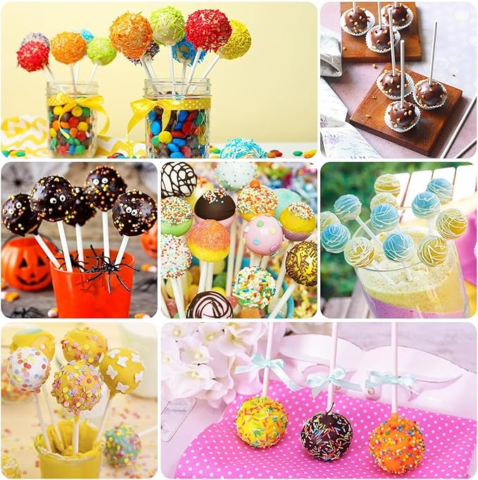 Cake Pop Molds Kit 606PCS Lollipop Cake Pop Set, 1 Cake Pop Scooper and Decorating Pen, 200 Cake Pop Sticks and 200 Wrappers, 200 Twist Ties for Lollipop, Candies, Chocolates