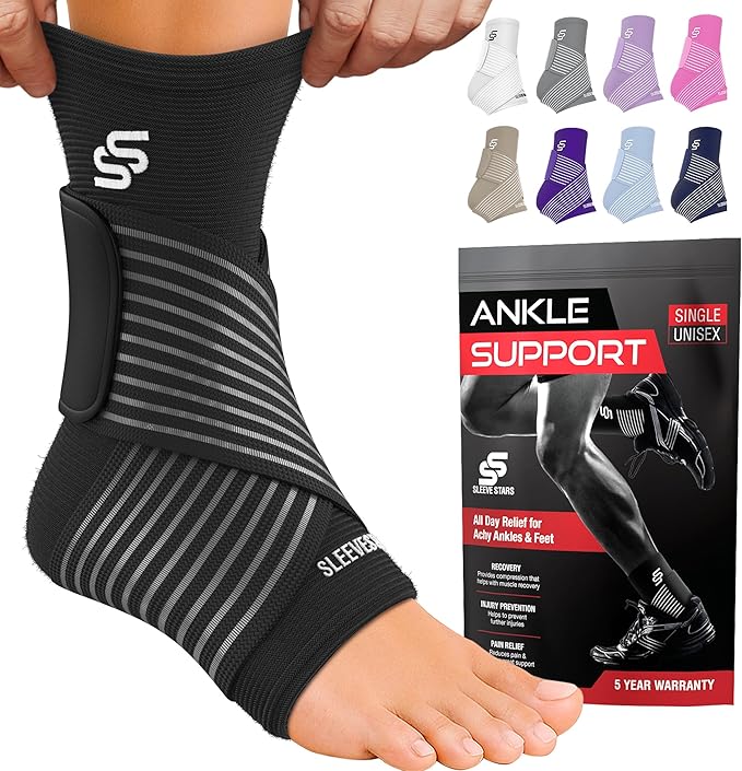 Sleeve Stars Ankle Brace for Women & Men, Ankle Wrap for Sprain, Compression Sleeve for Plantar Fasciitis Relief, Easy Cus...