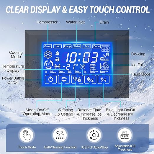 Ice Maker Commercial Ice Machine Large Capacity Stainless Steel 450 Lbs/24H Industrial Ice Machine, 350 Lbs Storage Commercial Ice Machines Free Standing, Cubes Ice Makers Commercial