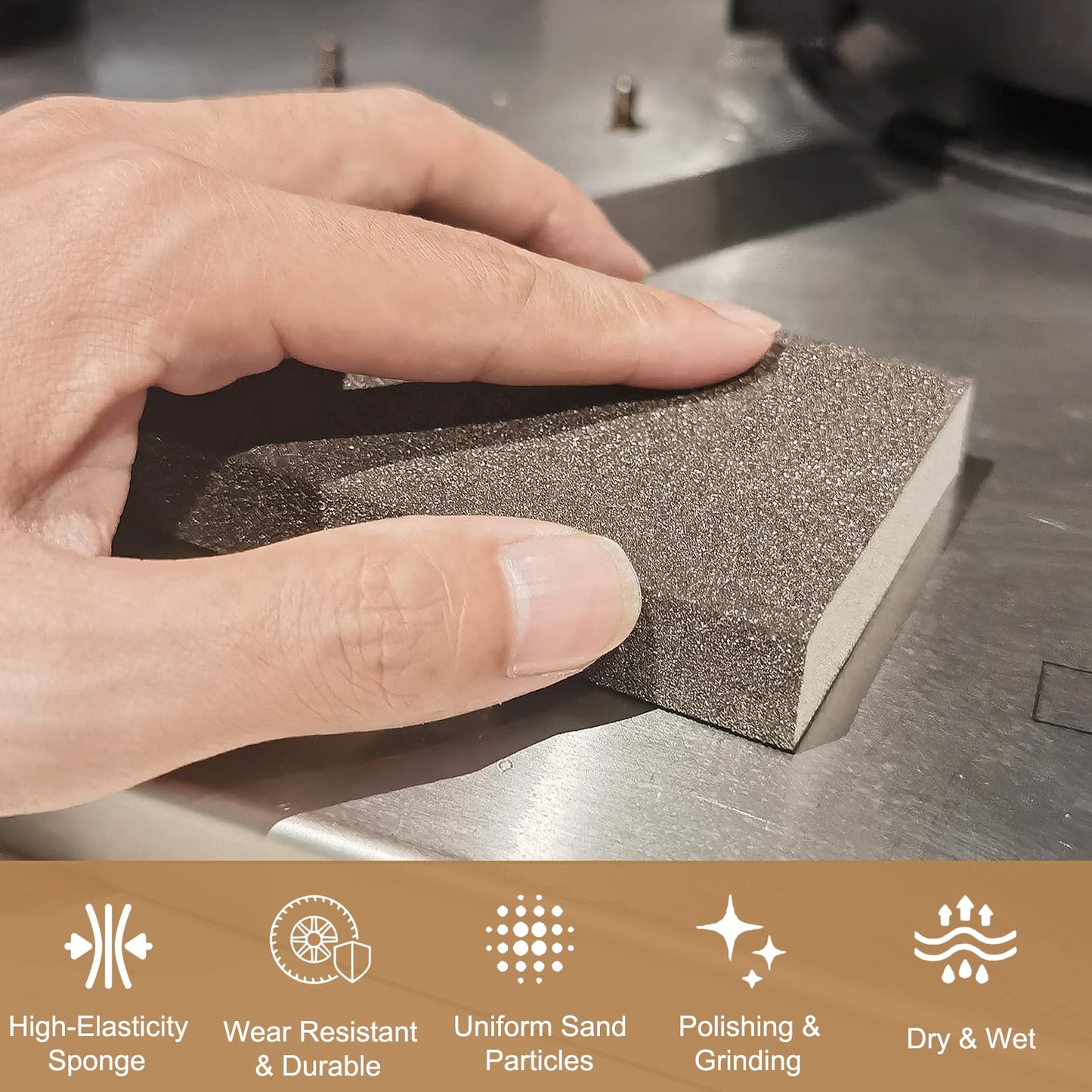 Tonmp 6 Pack 220 Grit Superfine Sanding Sponge, Washable and Reusable Great for Pot Pan Brush Sponge Brush Glasses Wood Metal Sanding (220 Grit-6 Pack)