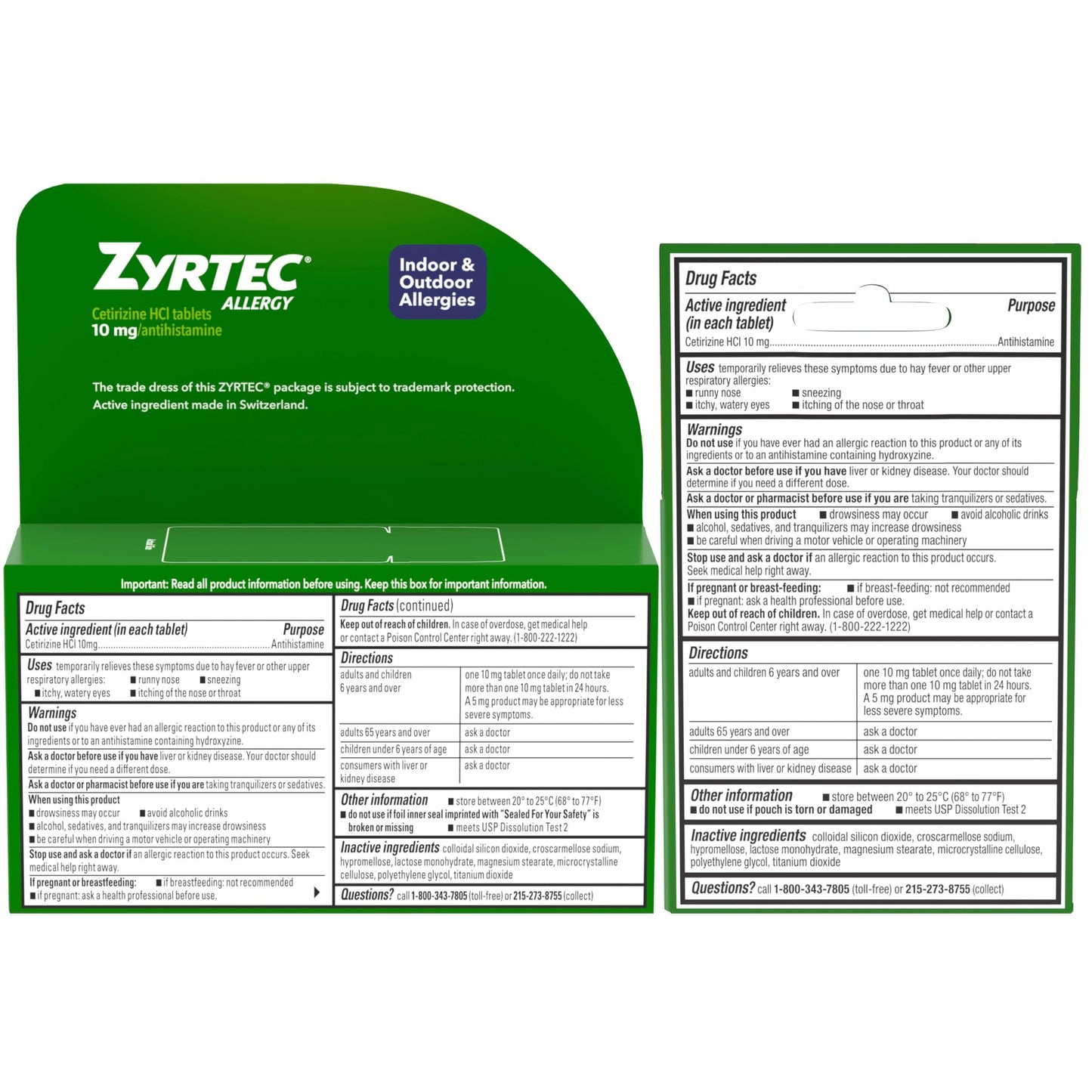 Zyrtec 24 Hour Allergy Relief Tablets, Indoor and Outdoor Allergy Medicine with 10 mg Cetirizine HCl per Antihistamine Tablet, Bundle Pack, 60 ct + 3 ct Travel Packs, 63 Count