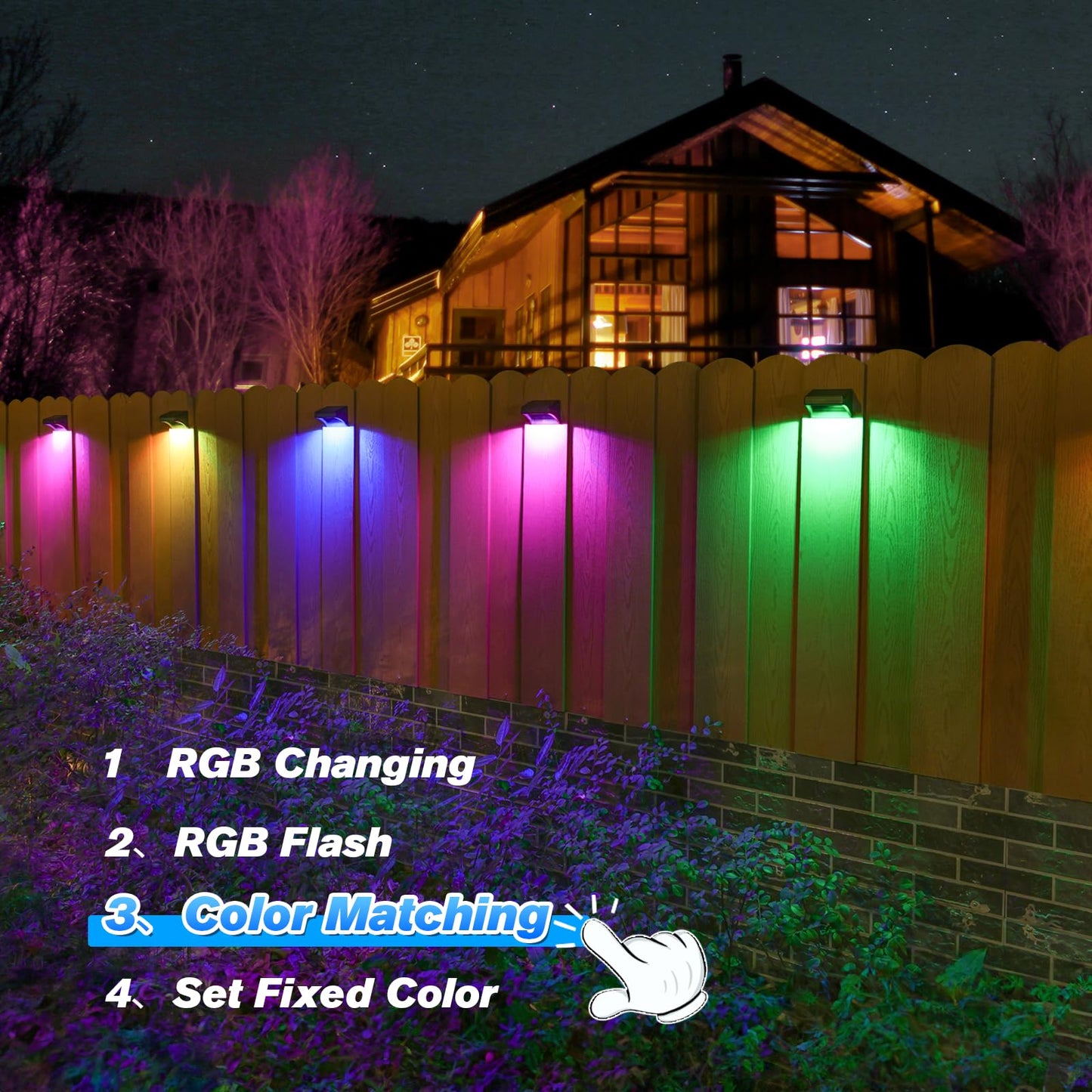 Aulanto Solar Fence Lights, 12 Pack, IP67 Waterproof, Warm White & RGB, Outdoor Wall Lights, Model 103