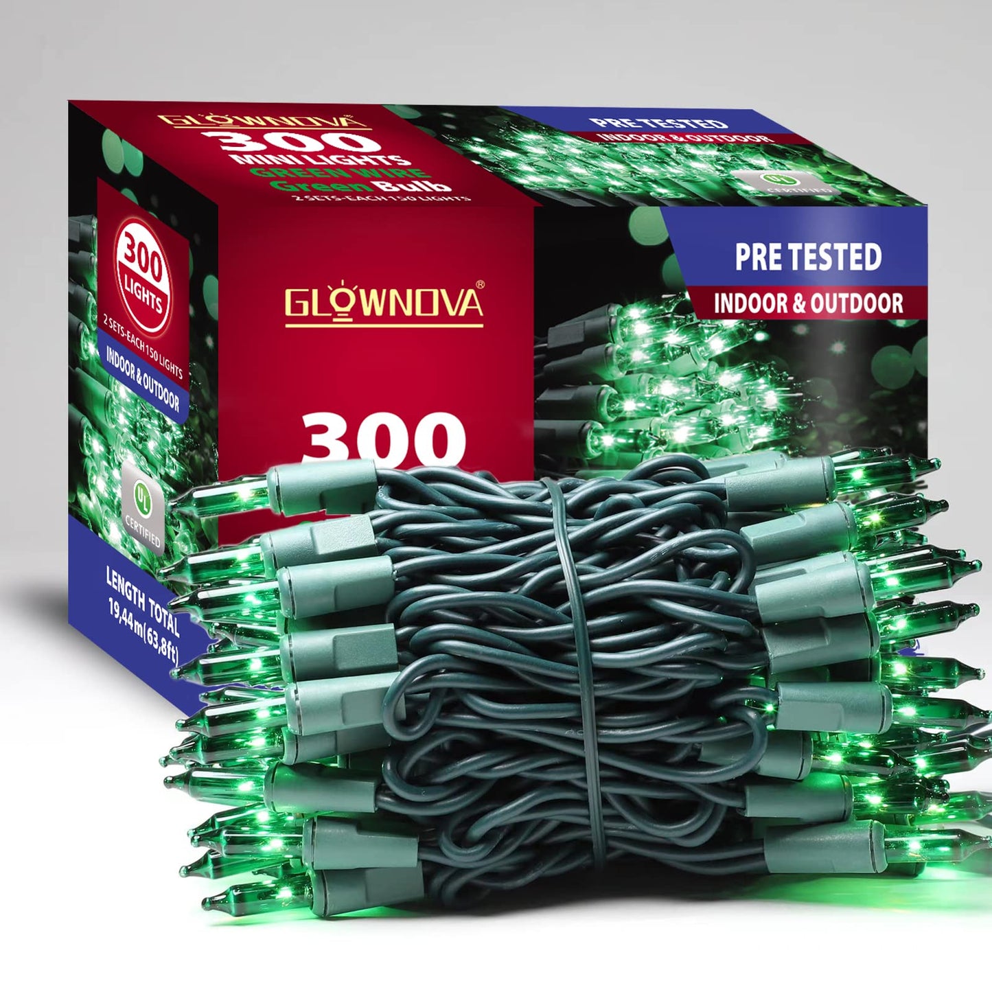 Glownova Green Wire Green Incandescent Bulb 300 Mini String Lights For Indoor Christmas Tree Garland Birthday Wedding Party Festival Decoration