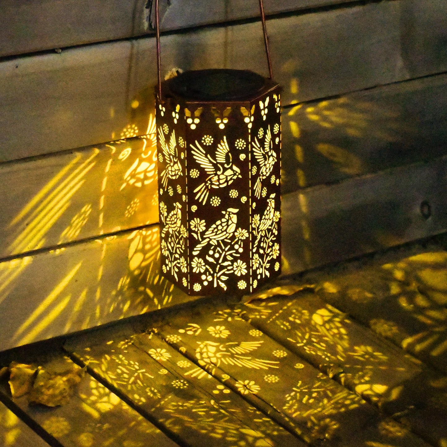 Solar Cardinal Lanterns Outdoor Hanging Lights  Gifts For Mom Dad Men Women  Hollowed-Out Metal Decor Lantern  Waterproof Led Decorative Garden Light