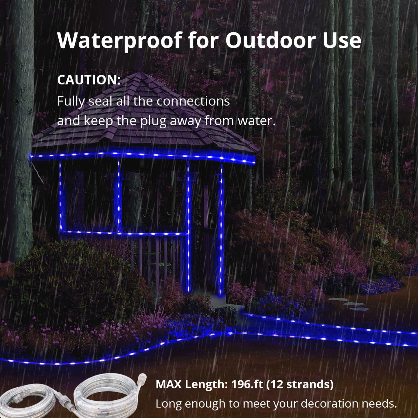 Areful LED Rope Lights - 16.4ft Blue Flexible Strip Light, Waterproof, Connectable for Home Christmas Garden Party Decoration