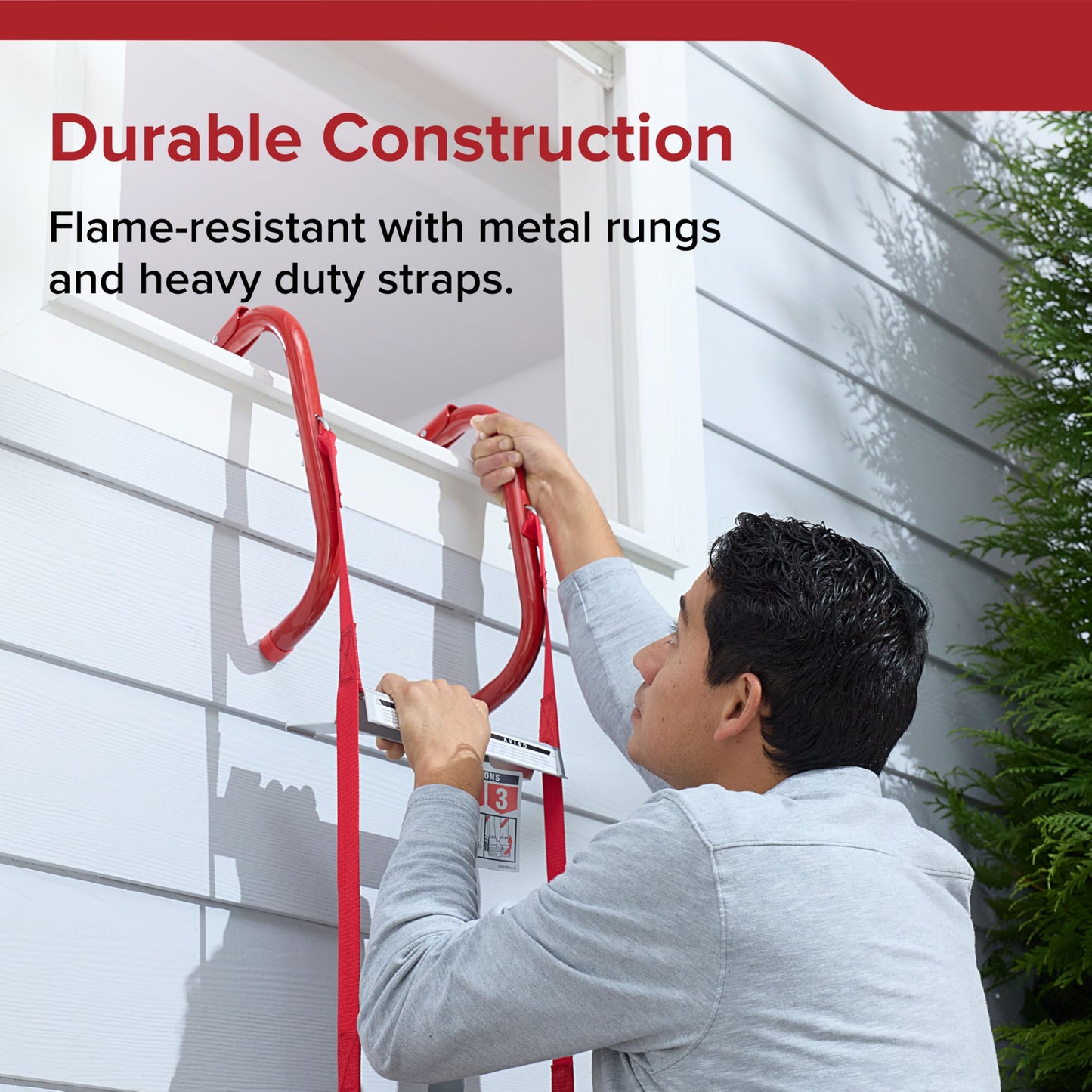 Kidde Fire Escape Ladder, 3-Story Rope Ladder, Extends to 25-Feet, Anti-Slip Rungs