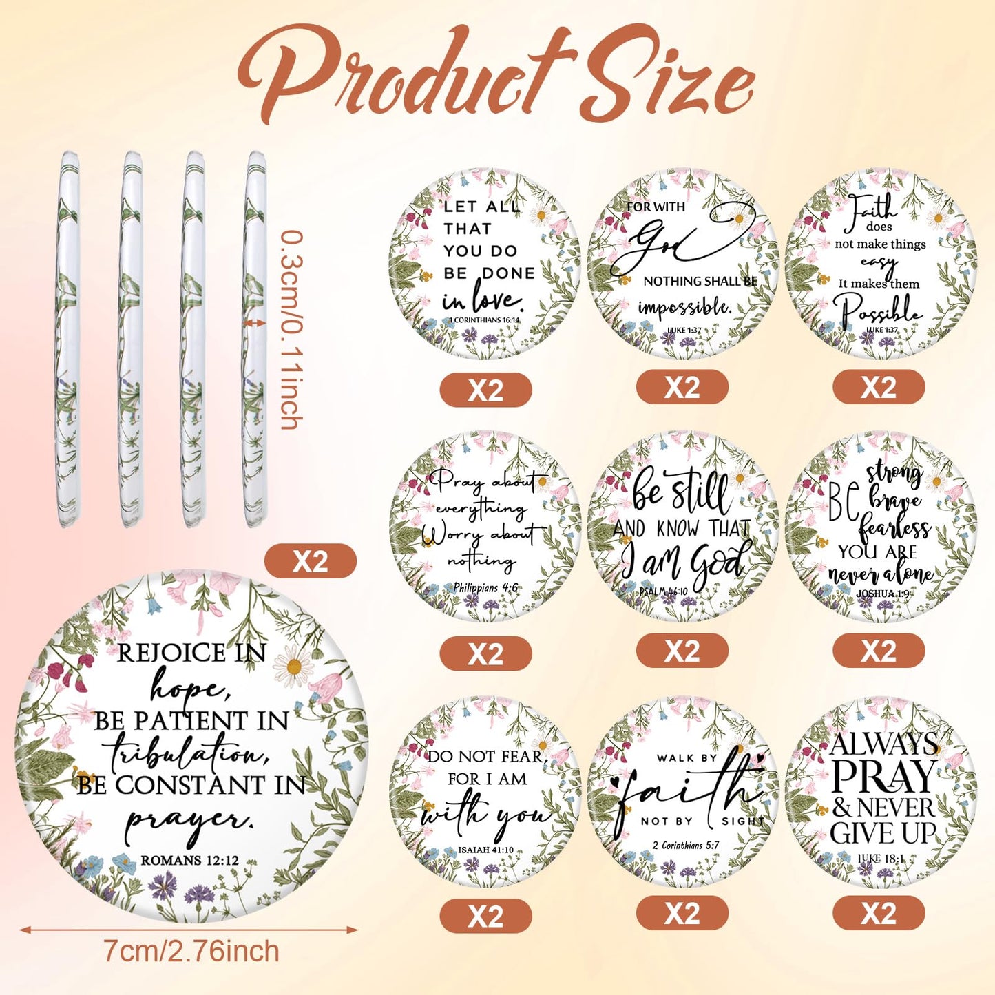 GlikCeil 20 Pcs Mini Wildflower Bible Verse Compact Mirrors Bulk Religious Christian Pocket Purse Mirrors Small Church Gifts for