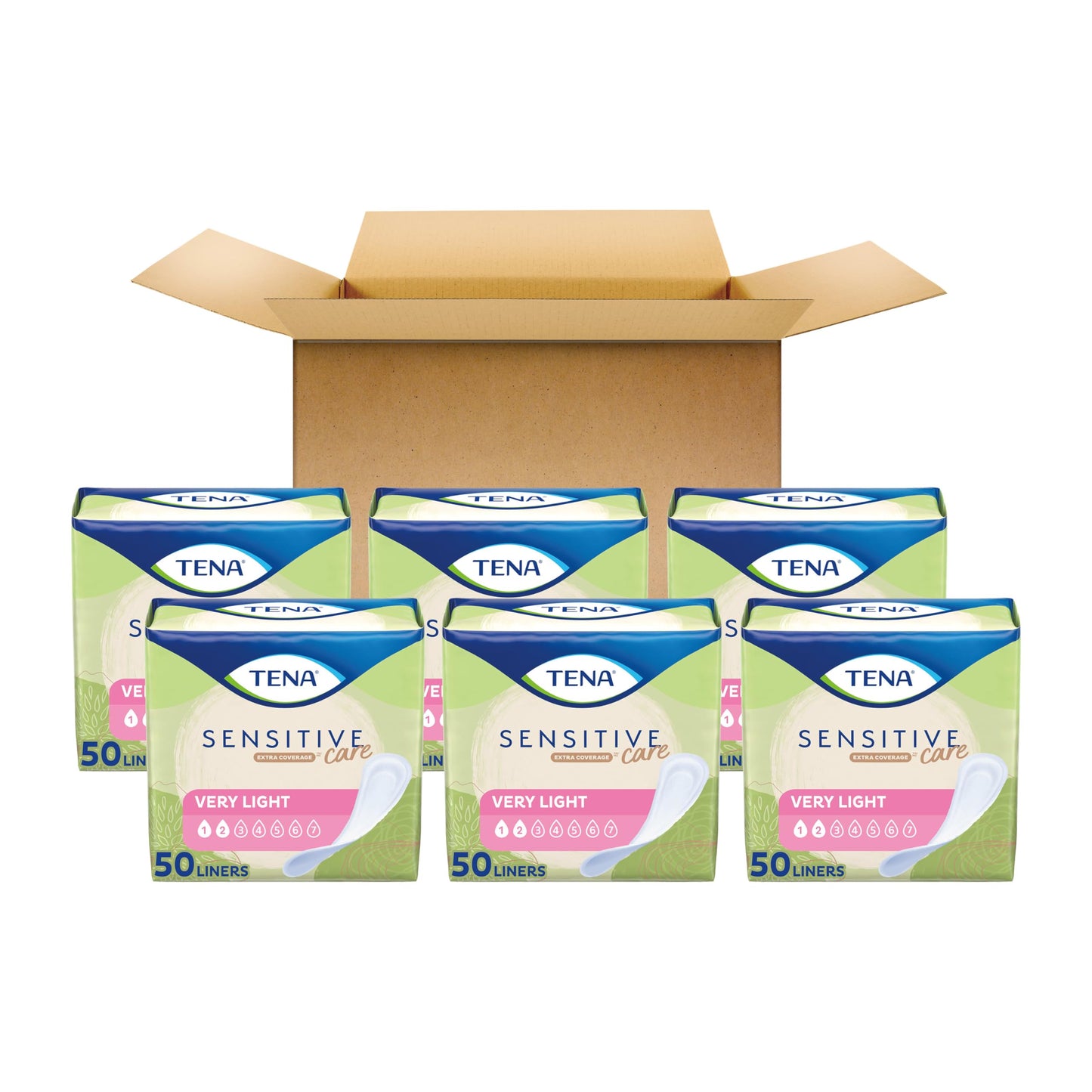 TENA Sensitive Care Panty Liners for Women, Very Light Absorbency, Extra Coverage, Sensitive Care - 300 Count