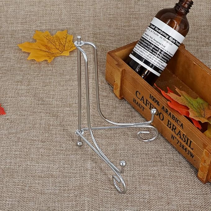 LIONWEI LIONWELI 6 Inch Silver Iron Plate Stand Holder Easel Display Stand for Plate?Picture?Photo and More,4 pcs.