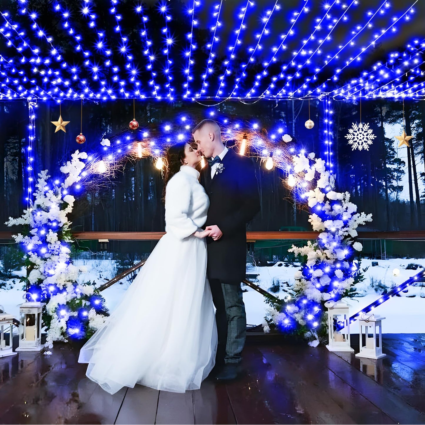 Sauirs 197Ft 500 Led Christmas Lights Outdoor String Lights With 8 Modes Timer Waterproof Fairy Light Plug In For Outside Indoor Party Xmas Palm Tree Yard Wedding Decorations(Blue)