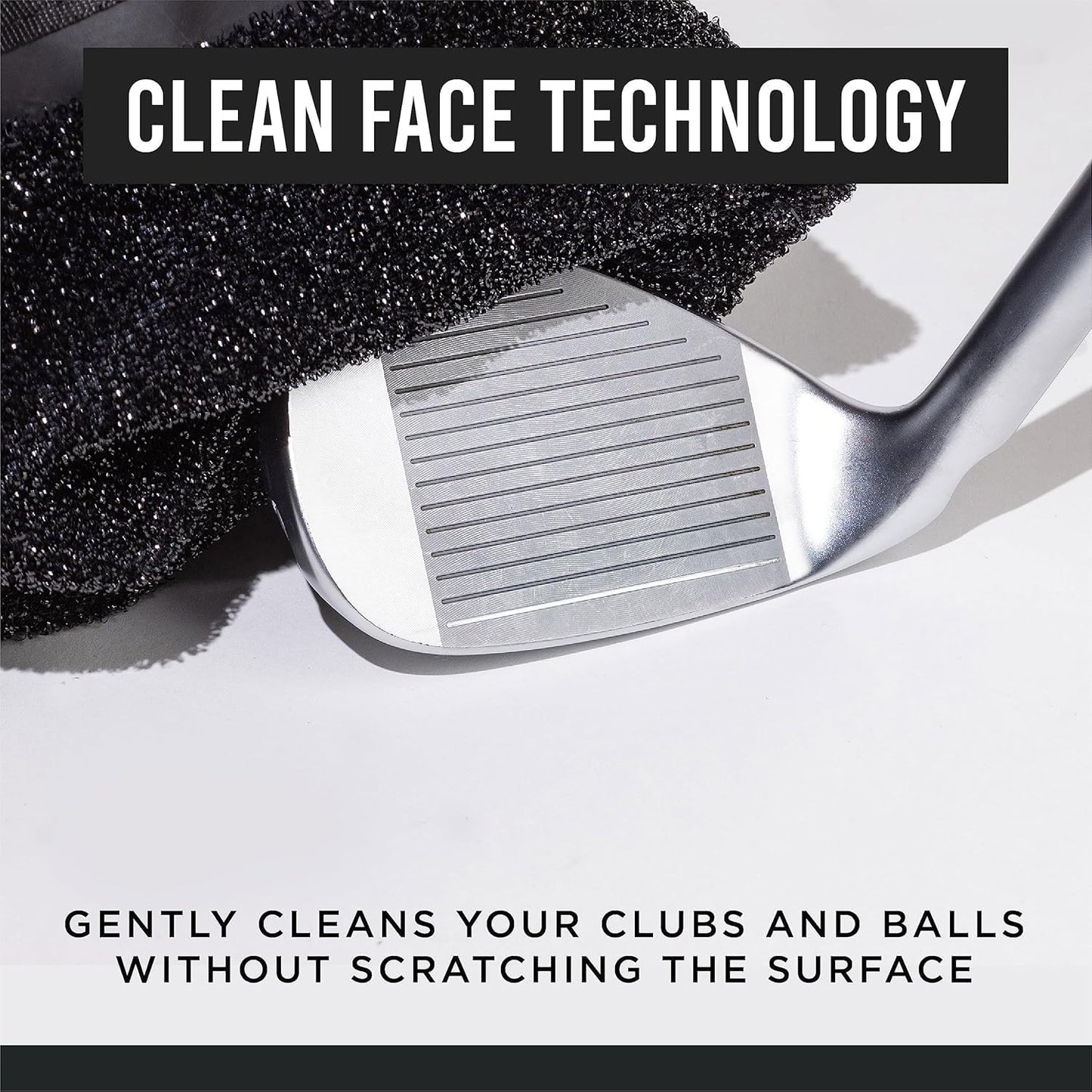 Club Scrub Mini, Golf Club and Golf Ball Cleaning Bag, Waterproof Clean Face Technology Liner, Detachable Clip, Machine Washable, Cleans Club Grooves, Dry Exterior (Black)