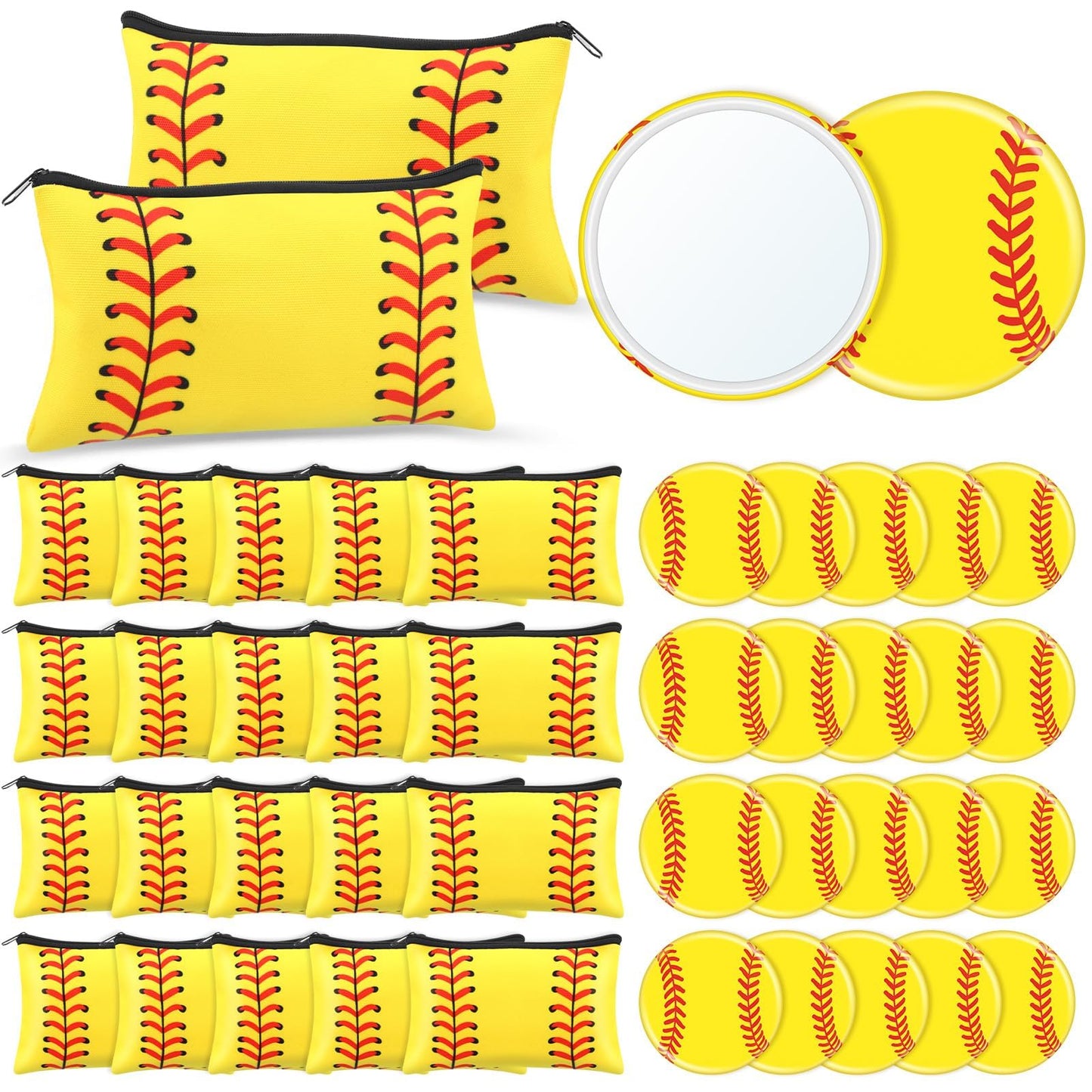 40 Pcs Softball Party Favors Softball Gifts for Team Girls Bulk Include 20 Softball Cosmetic Bag 20 Softball Compact Mirror Soft