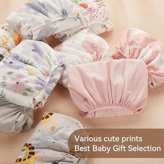 TILLYOU Changing Pad Cover Set in Soft Jersey Material - Fits 32"/34''x16 Contoured Pad for Babies, Jungle Walk and White Stripes