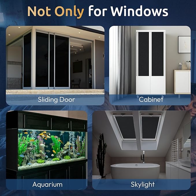 rabbitgoo Blackout Window Privacy Film with Tools Glass Bathroom Static Cling Sun Heat Blocking Light Darkening Removable Coverings for Home Bedroom Door UV Protection Sticker, 35.4 x 78.7 inches