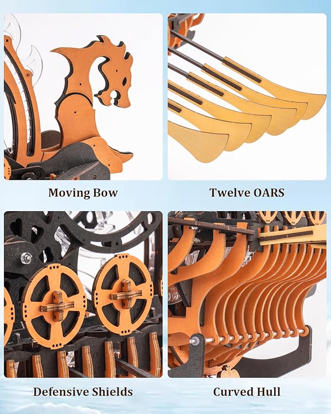 RoWood 3D Puzzles for Adults,Viking Dragon Ship Model Kit,18 Inch DIY Wooden 3D Puzzle,Assembly Time 3H,Awesome Gifts for Adults