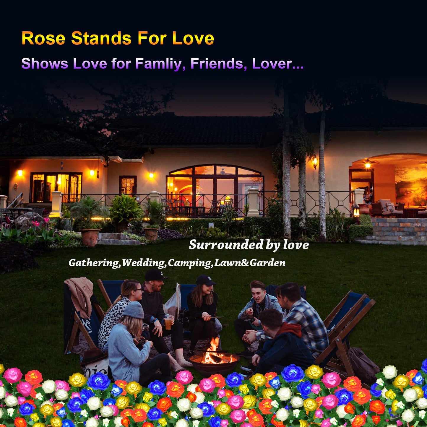 YWYWLED Solar Flower Lights - LED Waterproof Decorative Stake Lights, 1 Pack, Blue, Model 2023-5-12