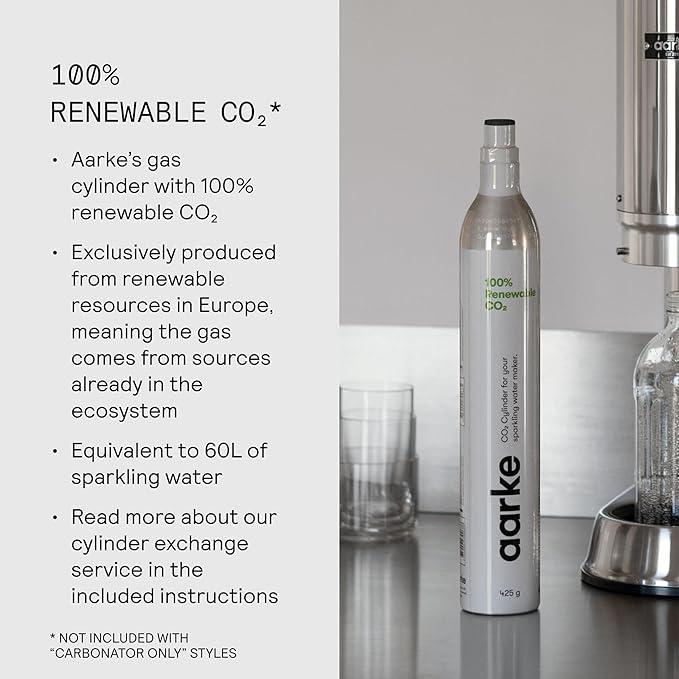 Aarke Carbonator Pro, Sparkling & Carbonation Water Machine, Stainless Steel with Glass Reusable Bottle Volume 800 mL/27 fl oz (Stainless Steel)