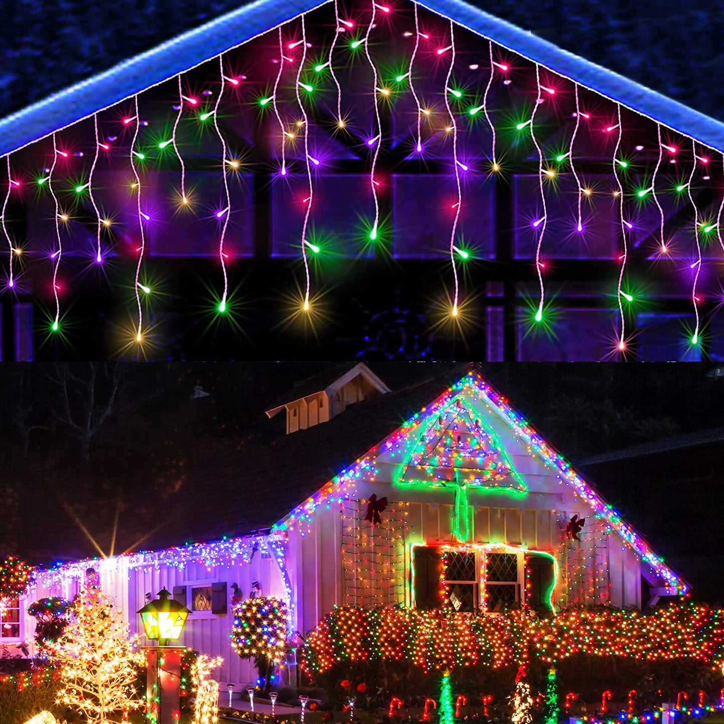 AGIRL 400 LED Icicle Lights Outdoor 32.8Ft Waterproof Multicolor Fairy String Lights for Christmas, Model GP-SW240DC0250-IP44