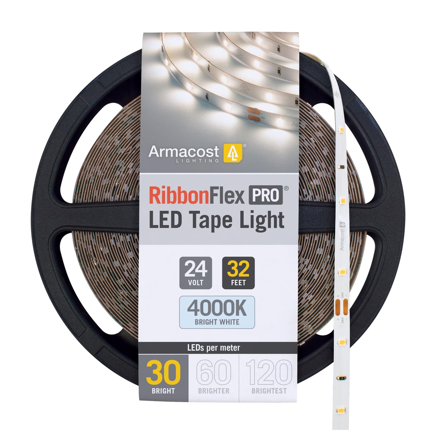 Armacost Lighting Ribbonflex Pro 24V White Led Strip Lights 30 Led/M  4000K  32.8 Ft 154250
