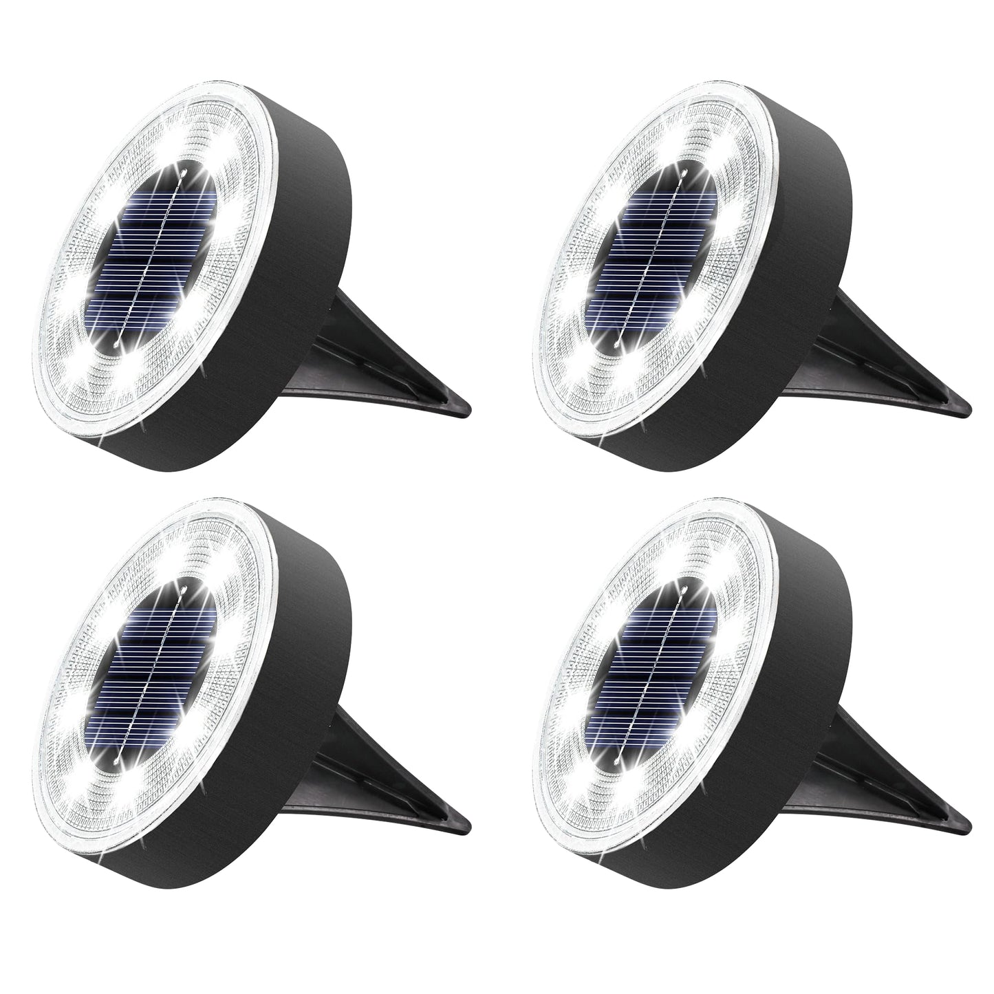 Joomer Solar Ground Lights, 8 LED Outdoor Waterproof Disc Light, 4 Pack, White