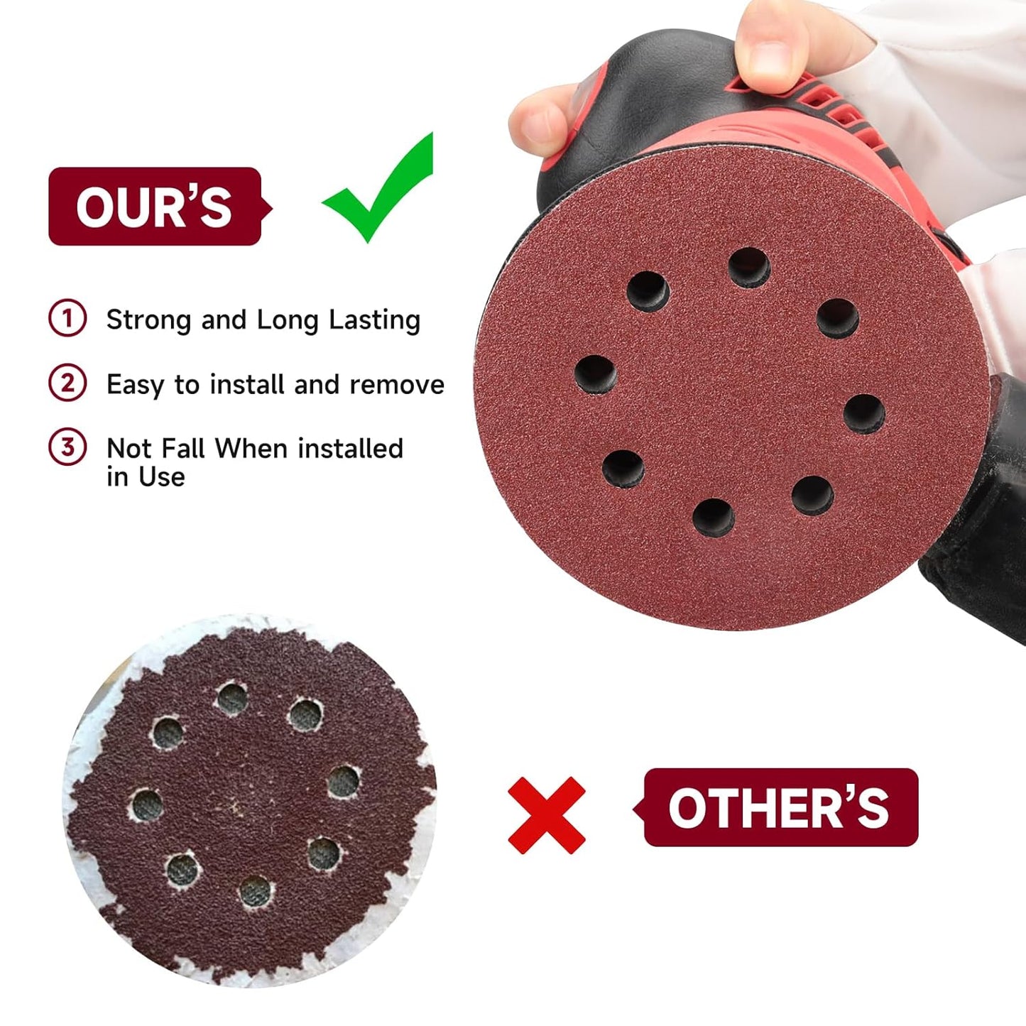 100 PCS 5 Inch Sanding Discs 220 Grit, Round Hook and Loop Sandpaper for Random Orbital Sander
