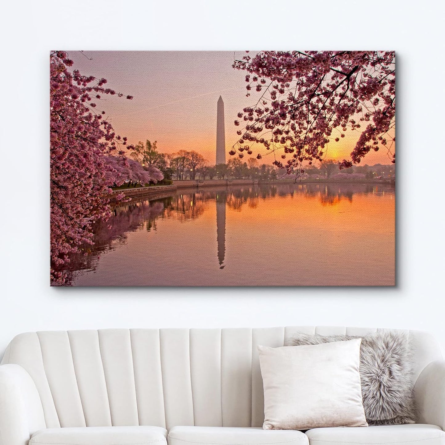 Canvas Prints Wall Art - Cherry Blossom Festival at The National Mall Washington, DC | Modern Wall Decor/Home Art Stretched Gallery Wraps Giclee Print & Wood Framed. Ready to Hang - 16" x 24"
